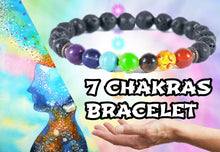 Load image into Gallery viewer, 7 Chakra Healing Beaded Bracelet Natural Lava Stone